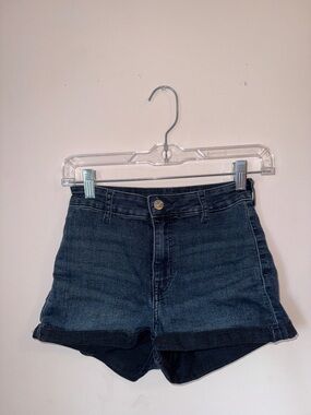 Dark Blue High-Rise Denim Shorts